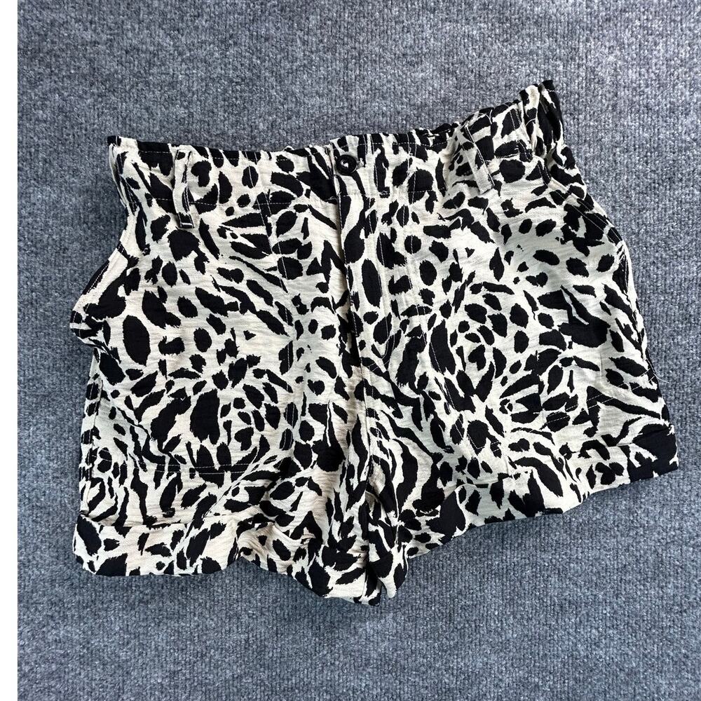 Sanctuary Black White Abstract Print Paperbag Shorts Women's Medium